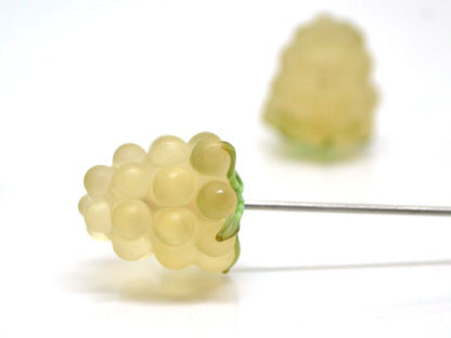 lampwork yellow raspberry, Frost glass berries, Lampwork berry, Lampwork fruit beads, Glass Raspberry