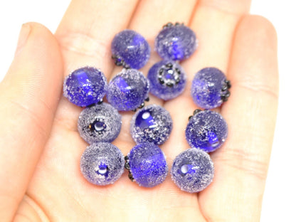 Frost glass berries, Lampwork blue cobalt blueberry, Lampwork berry, Northcountry Blueberry