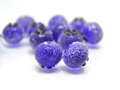 Frost glass berries, Lampwork blue cobalt blueberry, Lampwork berry, Northcountry Blueberry