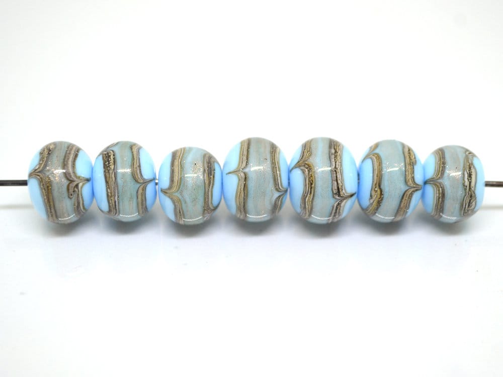 Blue venetian glass beads, Sky Blue gold Murano glass beads, Pastel Blue lampwork, Italian glass beads, Ethnic beads, Rondelle bead