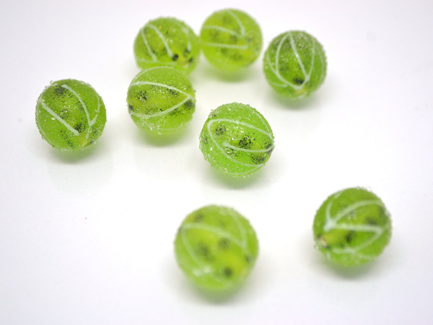 Lampwork gooseberry beads, Green berry beads, Glass berries, Garden berry beads, Glass gooseberry beads, Berry jewelry making