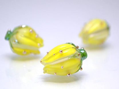 Sunny yellow flower lampwork beads Artisan lampwork Floral lampwork Bright and sunny Yellow beads Jewelry yellow earrings sunshine pendant