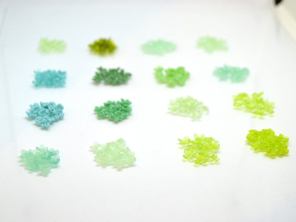 small flower beads green flowers for headband flowers tiara making mini glass flowers green glass flowers transparent frosted lampwork beads