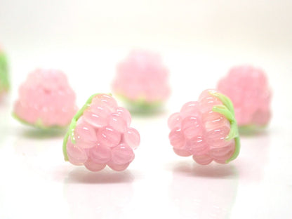 Pale pink lampwork raspberry, Pink glass berries, Lampwork raspberries, Berry jewelry, Berry glass beads, Glass Raspberry