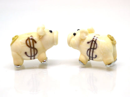 Glass piggy bank beads