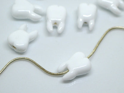 Glass tooth beads - Dentist gift- Teeth beads - Dentist beads funny - Halloween beads, Artisan lampwork, Handmade beads Teeth jewelry Human