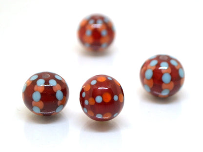 Red dotted beads handmade glass beads lampwork beads polka dot beads murano glass murano beads red polka dot beads dark red beads lampwork