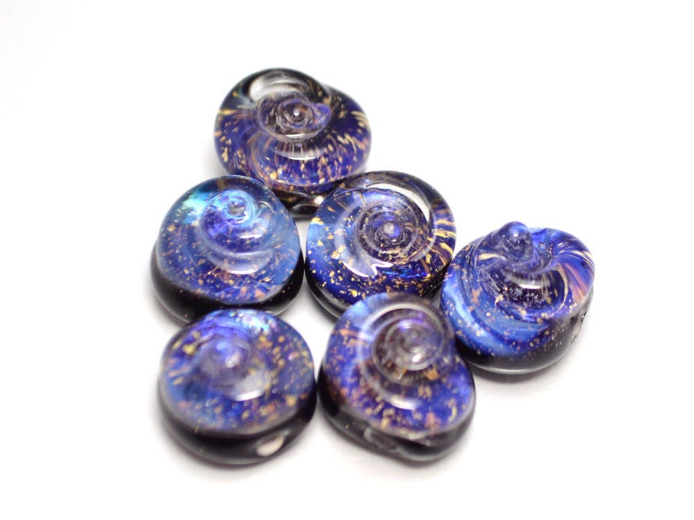 blue purple glass beads for bracelet making jewelry helix lampwork beads glass snail beads sparkling bead set lampwork artisan rainbow shell
