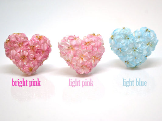 heart flower pendant glass heart pendant set of beads romantic jewelry making 3 heart pendant 3 sisters necklace floral art glass pendant