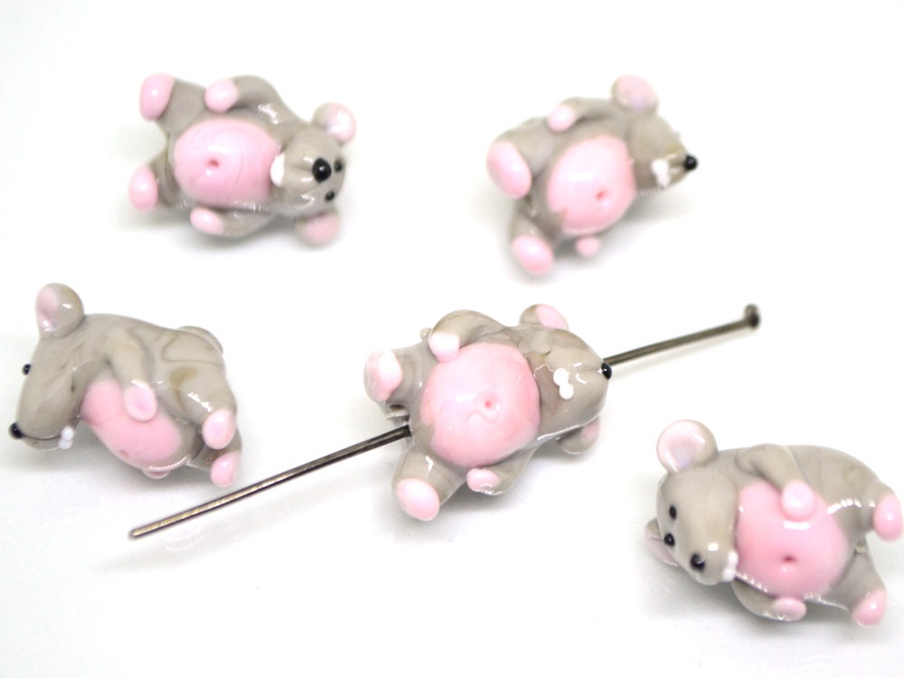 Glass Rat beads, Rat pendant charm, Tiny mouse bead, Jewelry making, Year of the rat, chinese new year, new year gift, Symbol of the year