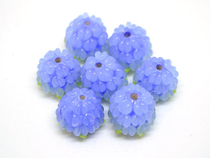 Periwinkle blue lampwork raspberry, Glass berries, Lampwork berry beads, Berry fruit beads, Glass Raspberry, Forrest berry beads