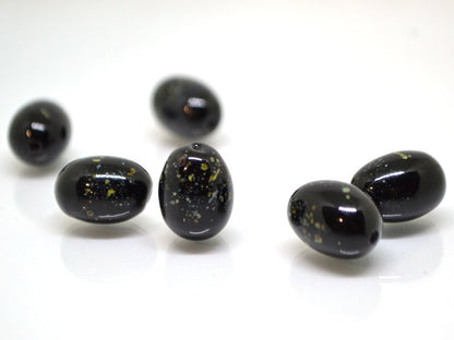 Olive lampwork beads, Black glass berry beads, Glass Olive-tree beads, Lampwork berries, Artisan lampwork, berry pendant, half-drilled beads