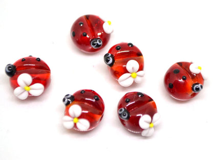 Lampwork ladybug beads, Glass ladybug beads, Red ladybug, Ladybug decoration, Ladybug jewelry, Handmade lampwork, Artisan lampwork, lady bug