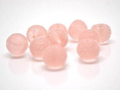 Handmade frosted glass pink beads, Chunky Bubblegum, Gumball bead, sugar coated beads, Artisan lampwork, 13mm glass bead Rondelle pale pink