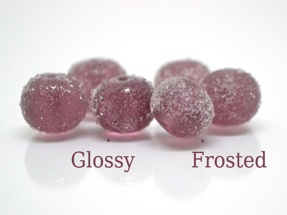 Frosted purple glass beads, Artisan lampwork rondelle beads, amethyst glass beads, sugar glass beads for jewelry making bracelet earrings