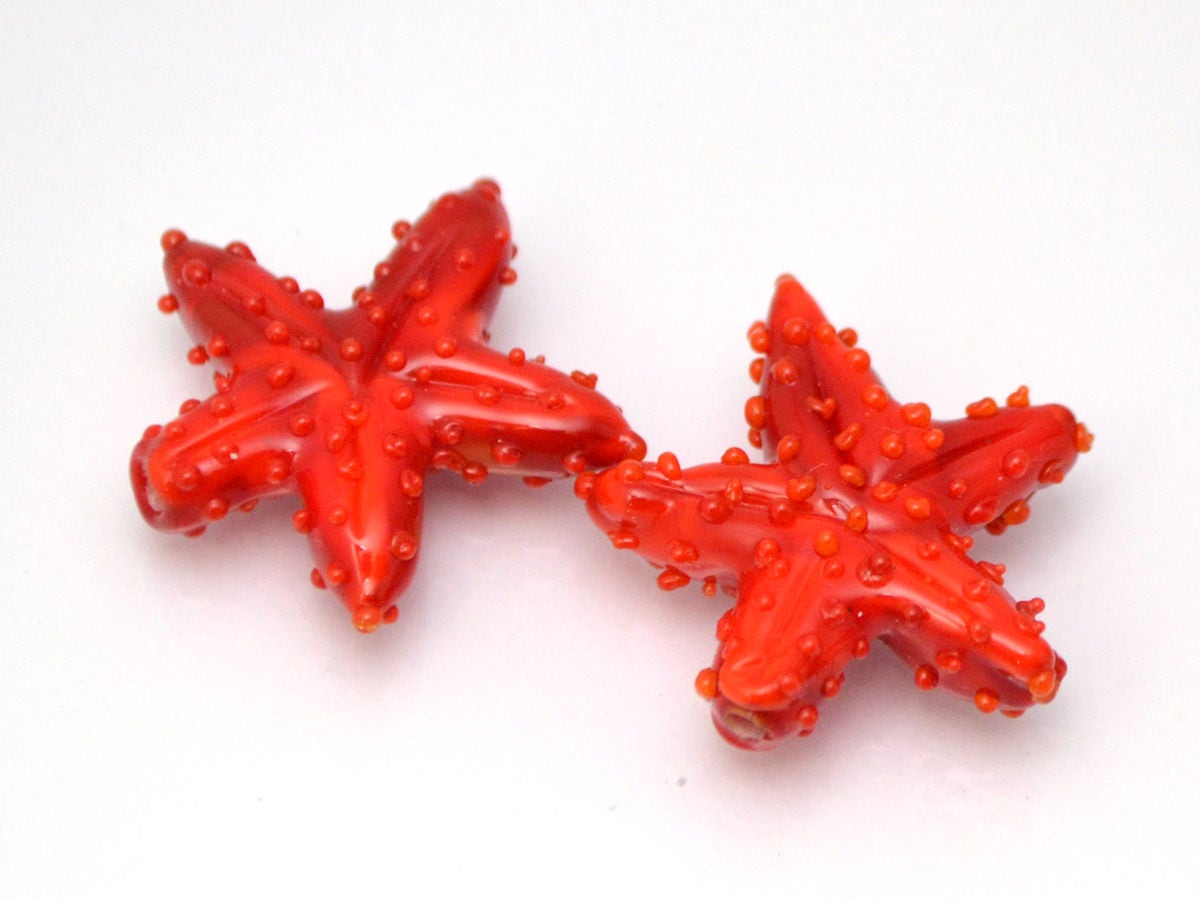 Red lampwork starfish Focal bead pendant Murano glass Lampwork ocean Jewelry marine glass beads Kid jewelry Nautical Jewelry making bead