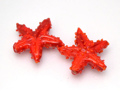 Red lampwork starfish Focal bead pendant Murano glass Lampwork ocean Jewelry marine glass beads Kid jewelry Nautical Jewelry making bead