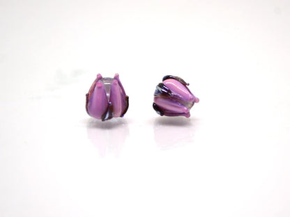 Deep purple lavender small lampwork beads, Purple floral beads, Artisan lampwork, Tiny glass beads, Tiny beads, 7mm flower beads, glass art