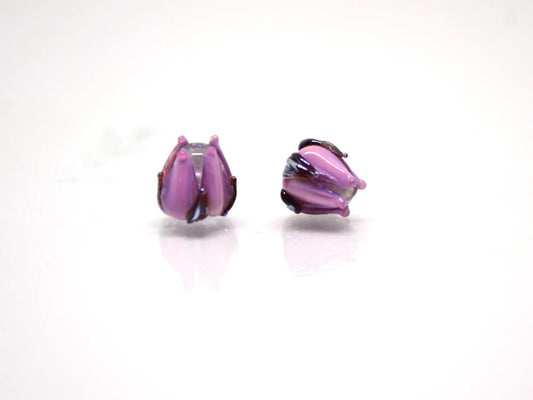 Deep purple lavender small lampwork beads, Purple floral beads, Artisan lampwork, Tiny glass beads, Tiny beads, 7mm flower beads, glass art