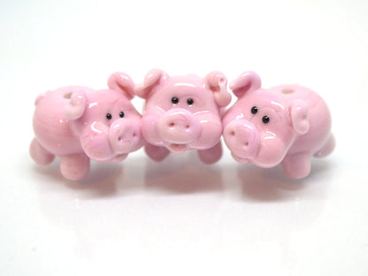 Lampwork pig beads