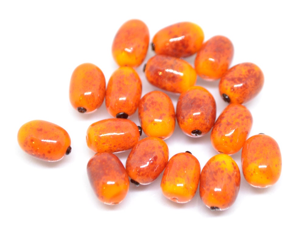 Glass sea buckthorn beads 2 pcs, Orange Glass berry, Orange lampwork beads,  Lampwork berries, Artisan lampwork, half-drilled beads