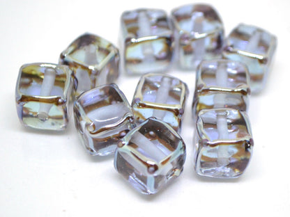 Gray lavender square beads, Dusty Purple cube beads, 12mm square beads, Gray cube beads, Dimond gray spacer beads, Gray lampwork,Murano bead