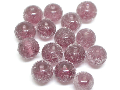 Frosted purple glass beads, Artisan lampwork rondelle beads, amethyst glass beads, sugar glass beads for jewelry making bracelet earrings