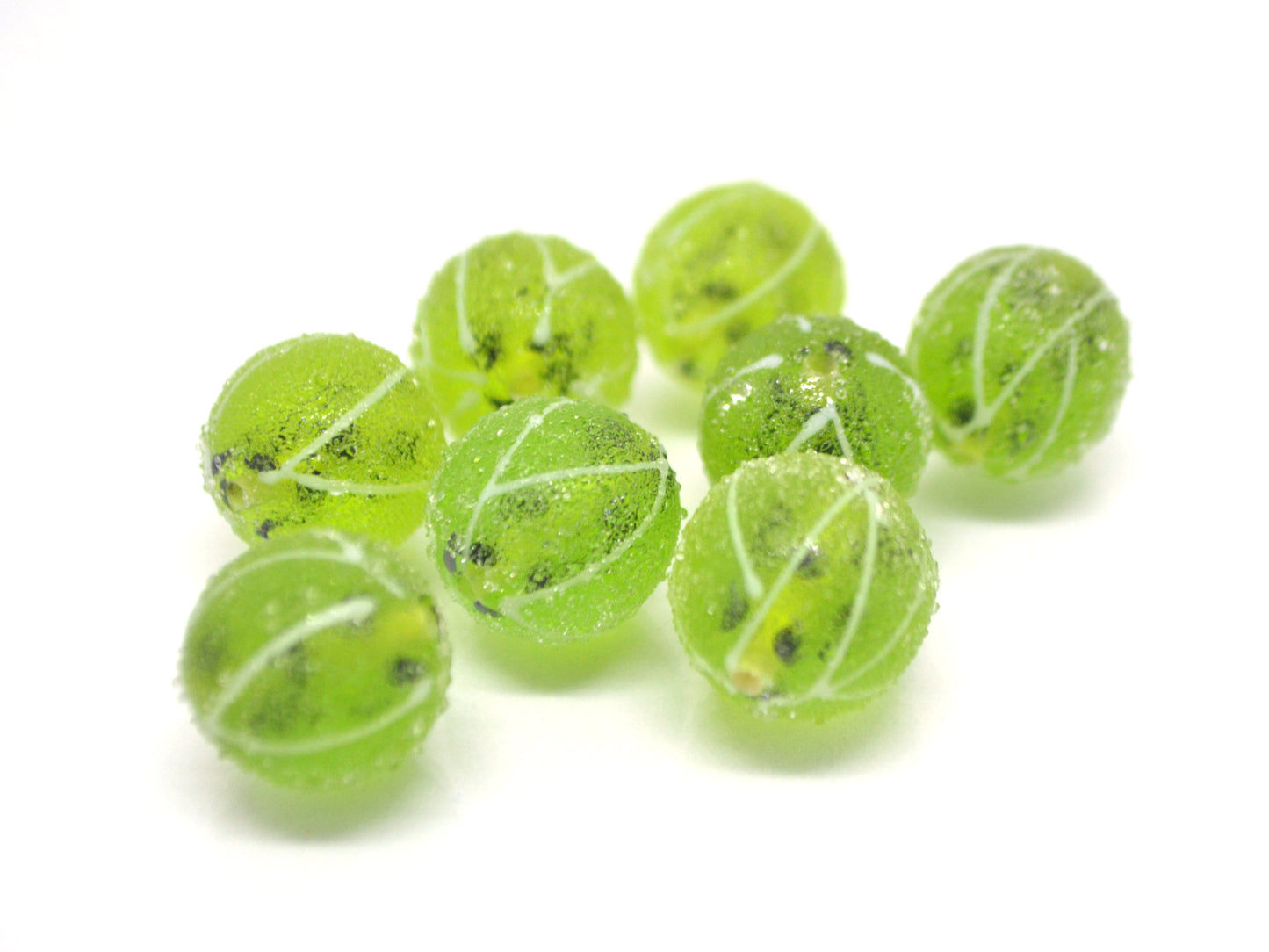 Lampwork gooseberry beads, Green berry beads, Glass berries, Garden berry beads, Glass gooseberry beads, Berry jewelry making