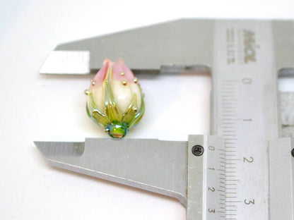 pink white beads lampwork glass beads lampwork pink beads pink flower white handmade flower beads for earrings making jewelry