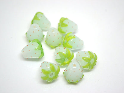 Pale blue Strawberry beads, Lampwork berry beads, Lampwork strawberry, Blue Berry beads, Artisan Lampwork, Berry jewelry, Glass berries