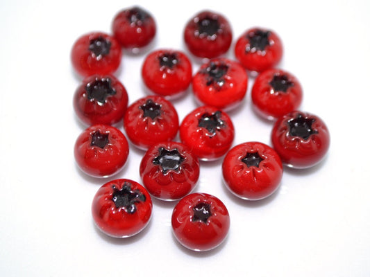 Red lingonberry glass beads, Red glass huckleberry, Nothern berry, Lampwork berry, Lampwork cowberry, Glass red whortleberry