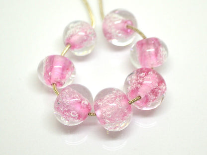 Pink Bubble beads, Glass handmade lampwork, Pink glass beads, Jewelry making, Pastel beads, SRA Artisan lampwork bracelet necklace beads set