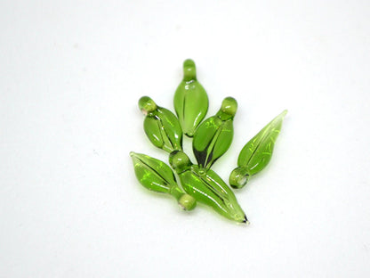 Green lampwork leaf beads Glass leaves Top drilled leaf beads Lampwork bead set Jewelry making Leaf charm Flower Floral Artisan lampwork
