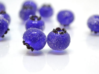 Frost glass berries, Lampwork blue cobalt blueberry, Lampwork berry, Northcountry Blueberry