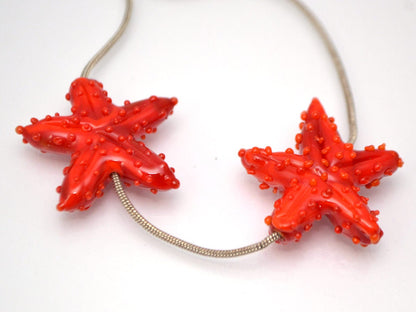 Red lampwork starfish Focal bead pendant Murano glass Lampwork ocean Jewelry marine glass beads Kid jewelry Nautical Jewelry making bead