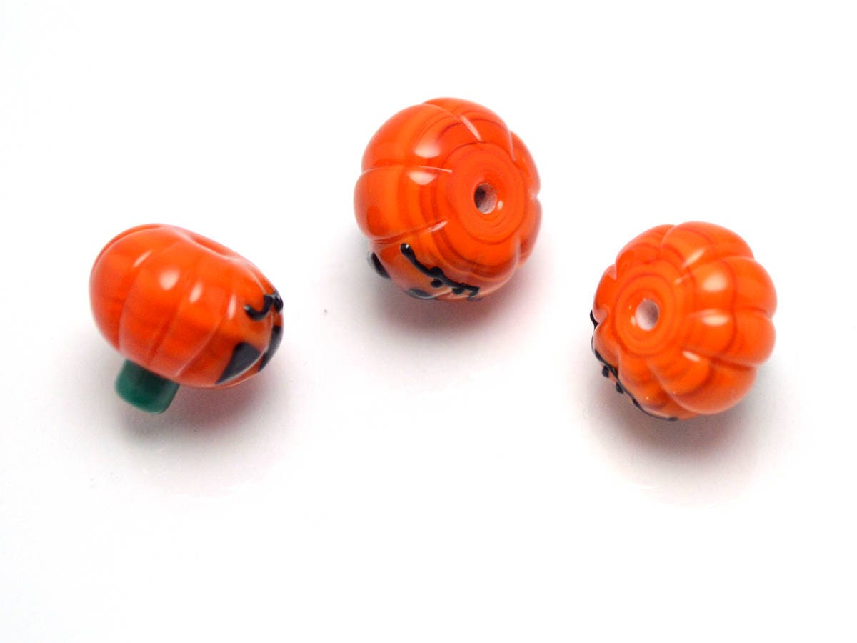helloween glass pumpkin orange beads artisan lampwork jewelry making set handmade halloween pumpkin mask jewelry cute earrings pendant