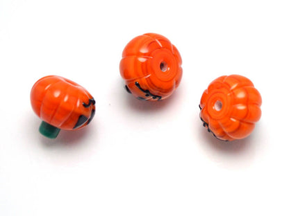 helloween glass pumpkin orange beads artisan lampwork jewelry making set handmade halloween pumpkin mask jewelry cute earrings pendant