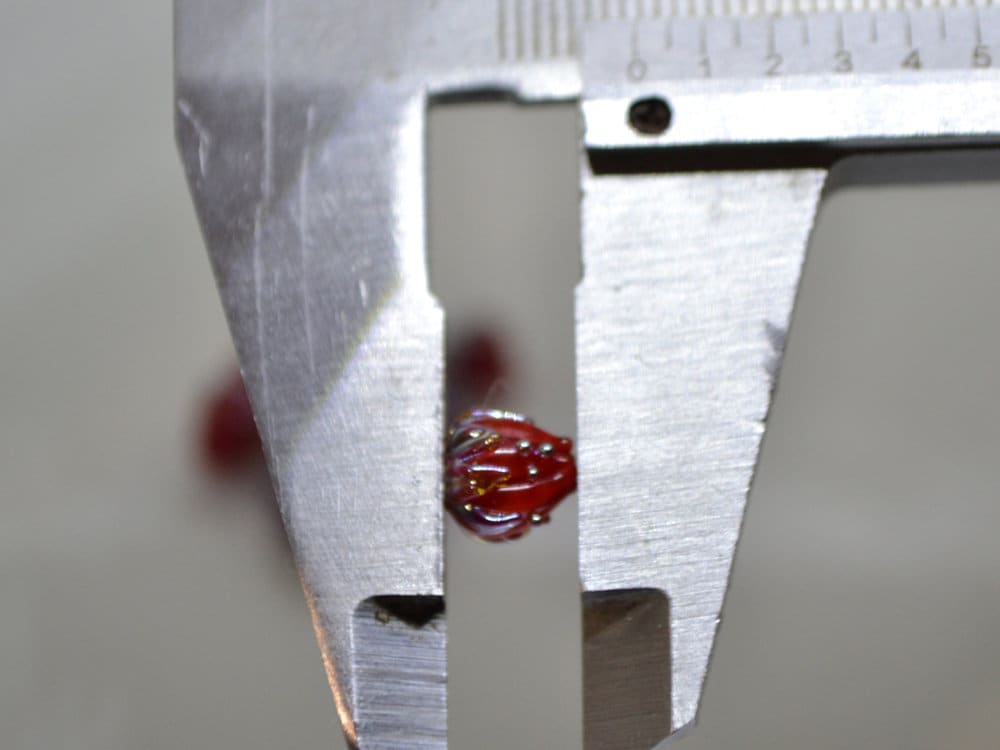 Deep red 7mm floral lampwork beads, Red and Silver flower beads, Small glass beads, Half drilled beads, Tiny glass beads, Bordeaux beads