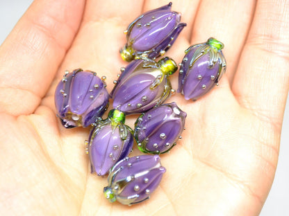 dark purple flower lampwork handmade beads glass  Flower pendant necklace artisan lampwork flower lampwork glass beads flower bead purple