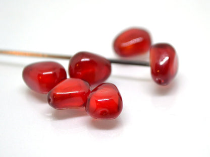 Pomegranate glass beads, Half-drilled beads, Glass red berry beads, Lampwork berry, Lampwork Beads for stud earrings