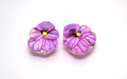 Pansy jewelry pansy lampwork bead pansy jewelry supply violet flower violet glass bead violet jewelry Floral Lampwork artisan lampwork