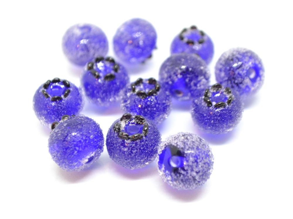 Frost glass berries, Lampwork blue cobalt blueberry, Lampwork berry, Northcountry Blueberry