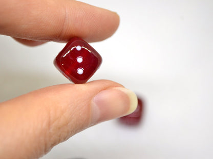 Black Red dice beads, Glass cube beads, Handmade lampwork beads, Casino lover, Funky dice glass beads, black dice, red dice
