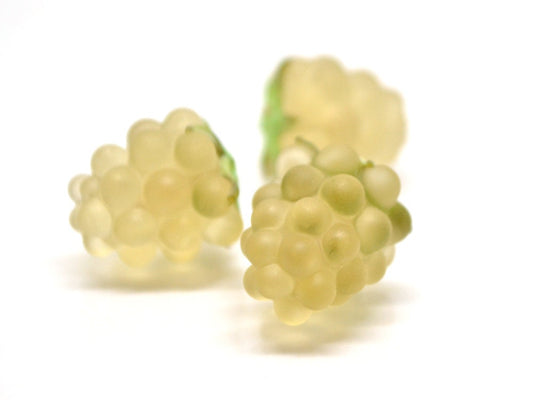 lampwork yellow raspberry, Frost glass berries, Lampwork berry, Lampwork fruit beads, Glass Raspberry