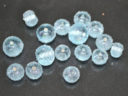 Blue frosted beads, Sugar Glitter bead, Winter glass beads, Sugar lampwork beads, Artisan lampwork, Stardust glass beads, Christmas beads