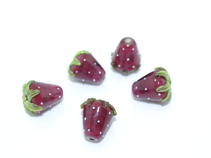 Red wine Strawberry glass beads, Lampwork berry beads, Lampwork berries, Lampwork strawberry, Berry jewelry, Burgundy berry beads