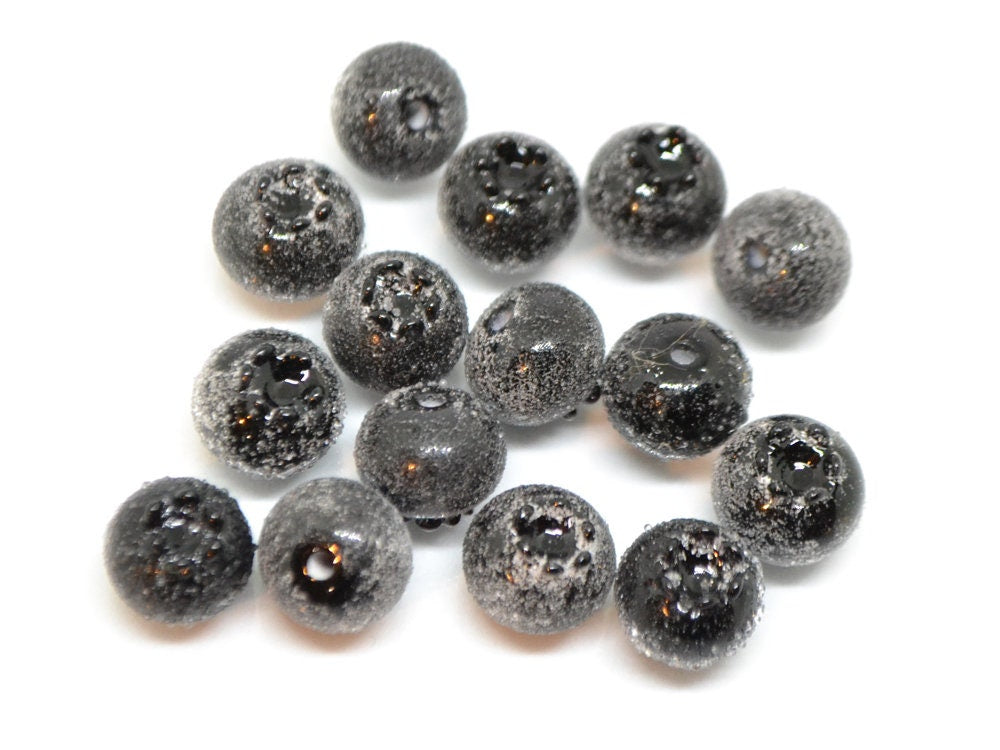 Glass black blueberry, Lampwork berry, Frost glass berries, Lampwork blueberry