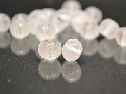White frosted glass beads, Freeze glass beads, Icy lampwork beads, Rondelle glass beads, Sugar glass beads