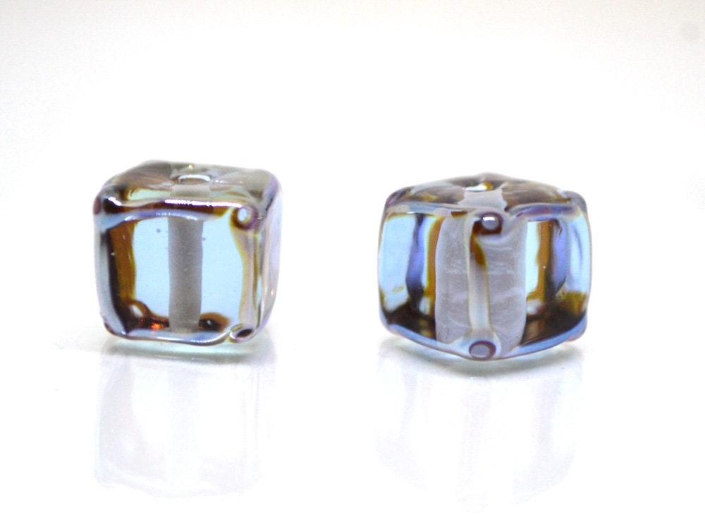 Gray lavender square beads, Dusty Purple cube beads, 12mm square beads, Gray cube beads, Dimond gray spacer beads, Gray lampwork,Murano bead