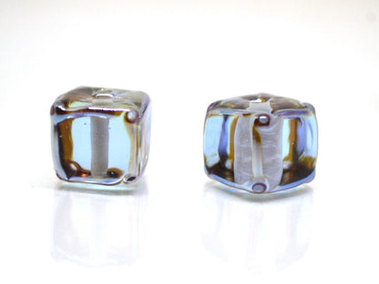 Gray lavender square beads, Dusty Purple cube beads, 12mm square beads, Gray cube beads, Dimond gray spacer beads, Gray lampwork,Murano bead